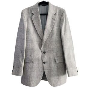 VINTAGE Tweed Jacket Gray Check 100% Wool Blazer Strathmore Anderson Little USA